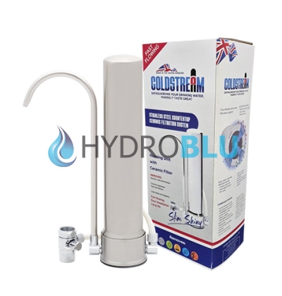 Φίλτρο νερού άνω πάγκου Coldstream Slim Satin Inox με κεραμικό φίλτρο Coldstream Plus 