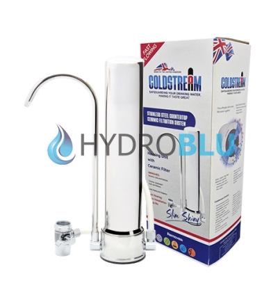 Φίλτρο νερού άνω πάγκου Coldstream Slim Shiny Inox με κεραμικό φίλτρο Coldstream Plus 