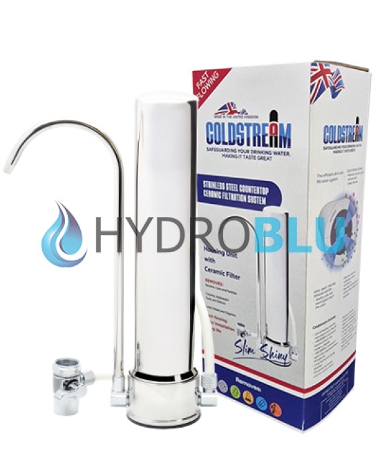 Φίλτρο νερού άνω πάγκου Coldstream Slim Shiny Inox με κεραμικό φίλτρο Coldstream Plus 